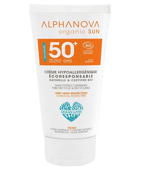 Alphanova Sun SPF 50+ Crème Solaire Hypoallergénique Bio 50g